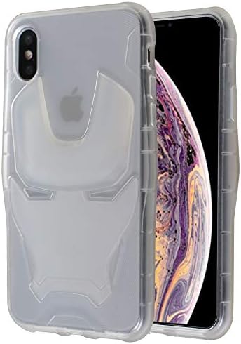 Soft Silicone 3D Iron Man Case for iPhone Xs, Sleek Design 3D Rubber Shockproof Shock Absorption Drop Protection Case for iPhone X (Clear, for XS)
