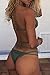 QINSEN Womens Criss Cross Strappy Halter Brazilian Bottom 2PCS Swimwear Army Green M