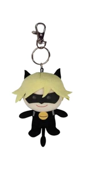 Amazoncom Cat Noir Plush Keychain Black Clothing
