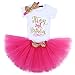 IBTOM CASTLE Baby Girl It's My 1st/2nd Birthday Cake Smash 3Pcs Shinny Sequin Bow Romper+Tutu Skirt+Headband+Leg Warmer Outfit Hot Pink(2 Years)(3pcs) One Size