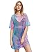 MakeMeChic Women's Short Sleeve See Through Sheer Mesh T Shirt Dress Multicolored XL