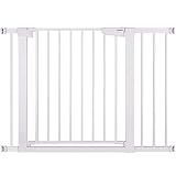 Cumbor 43.3" Auto Close Safety Baby Gate, Extra Tall and Wide Child Gate, Easy Walk Thru Durability Dog Gate for The House, Stairs, Doorways. Includes 4 Wall Cups, 2.75-Inch and 8.25-Inch Extension