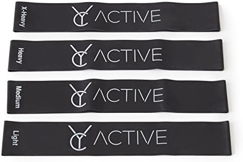 Resistance Loop Bands - Set of 4 12-inch Workout Bands with Instruction Guide and Carry Bag.