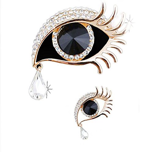 Da.Wa Angalâ€™Tear Big Eyes Long Eyelash Brooch Pin Rhinestone Diamond Brooch for Women Costume Pin