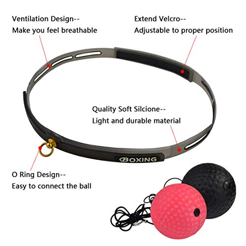 SUMERSHA Boxing Reflex Ball, 2 Difficulty Level Boxing Ball with Headband Improving Speed Reactions Hand Eye Coordination Boxing Punch Equipment