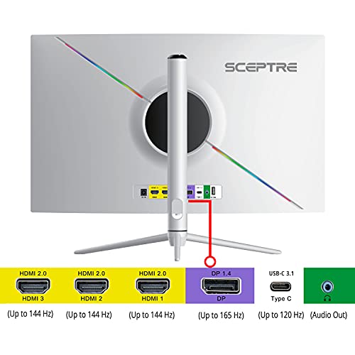 Sceptre 27" Curved Nebula White QHD 2K Monitor 2560 X 1440p Up To 165Hz