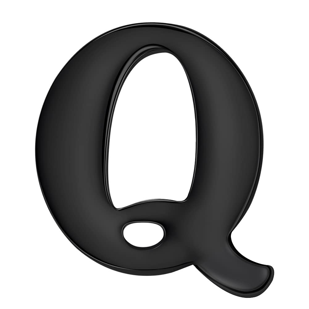 HONEY BEAR 1pc Alphabet Letters A to Z Collar Brooch Label Pins Badge for Mens' Suit/Women's Shirt for Business Gift,Black Q 0.59in