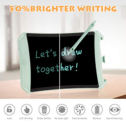 KOKODI LCD Writing Tablet 8.5 Inch, Drawing board Doodle Board with Lock Function, Erasable Reusable Electronic Doodle Pads Writing Board Gift for Kids and Adults at Home,School and Office (Green)