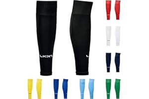 Lion Sportswear Soccer Sock Leg Sleeves To Accompany Grip Socks - Fits Over Calf/Shin Guards - Variety Of Colours