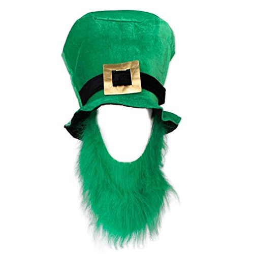 St. Patricks Day Costume Green Leprechaun Top Hat And Beard