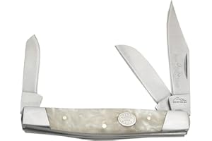 Rite Edge 4" Stockman Pocket Knife – 3 Blade Folding Knife with Stainless Steel Blades & White Pearl Handle – Pocket Knives & Folding Knives for EDC, Hunting, Camping, Collectible