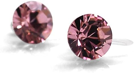 Light Pink Vintage Rose Swarovski Crystal Rhinestone Invisible Clip On Stud Earrings Miyabi Grace