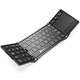 Bluetooth Keyboard, iClever Folding Keyboard with Sensitive Touchpad (Sync Up to 3 Devices), Pocket-Sized Tri-Folded Fodable Keyboard for iPad Mac iPhone Android Windows iOS Tablet Smartphone Laptops