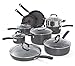 T-fal C770SF Signature Hard Anodized Scratch Resistant PFOA Free Nonstick Thermo-Spot Heat Indicator Cookware Set, 15-Piece, Gray