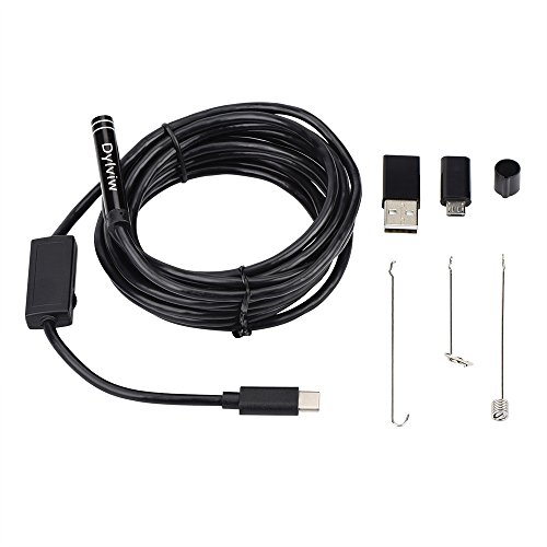 Dylviw 3 Meter(9.84ft) Rigid Cable USB C Endoscope Type C Borescope Inspection Camera 2.0 Megapixels HD Snake Camera for New Android Samsung Galaxy S8, S8 Plus, Google Pixel, Nexus 6p(Not for iPhone)