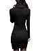 v28 Women Cowl Neck Knit Stretchable Elasticity Long Sleeve Slim Fit Sweater Dress (2-8,Black)(XS/S/M)