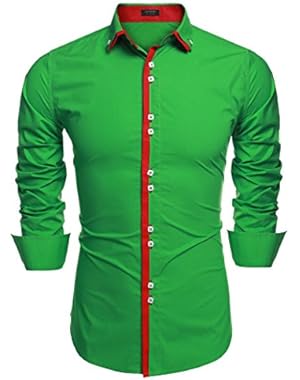 Mens Button Down Shirts Regular Fit Long Sleeve Cotton Casual Dress Shirts