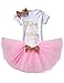 NNJXD Girl Newborn It's My 1st Birthday 3 Pcs/4 Pcs Outfits Romper+Skirt+Headband(+Leggings) Size 1 (1 Year) Pink