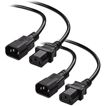 Cable Matters 2-Pack Computer to PDU Power Extension Cord, Power Extension Cable (IEC C14 to IEC C13 PDU Power Cord) 1 Foot