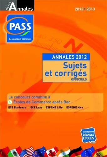 Concours PASS, annales du concours 2012