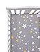 Kachabros 100% Cotton Crib Sheets Nursery Bedding for Boy 2 Pack Soft in Gray with Elephant Dog and Yellow Stars