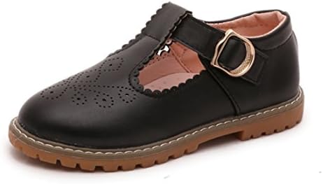 Girls Mary Jane Shoes Leather T-Strap Princess Flat Oxford School Dress Shoes for Toddler Little Kids