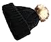 ANGELA & WILLIAM Women's Faux Fur Pom Pom Fleece Lined Knitted Slouchy Beanie Hat
