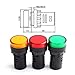 Baomain LED Indicator Light Energy Saving Pilot Signal Lamp AD16-22D/S31 24V AC/DC 20mAGreen Yellow Red Blue White 5 Pcs