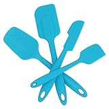 Silicone Spatula Heat Resistant Set - 600ºF Non-Stick Rubber Spatula With Stainless Steel Core, Versatile Flexible Utensils Of 4-piece For Baking, Mixing,Blue