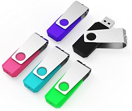 Keathy 5pcs 32GB USB 2.0 Flash Drive Memory Stick 32 gb Pen Drive (Mixed Color:Black,Blue,Green,Pink,Purple)