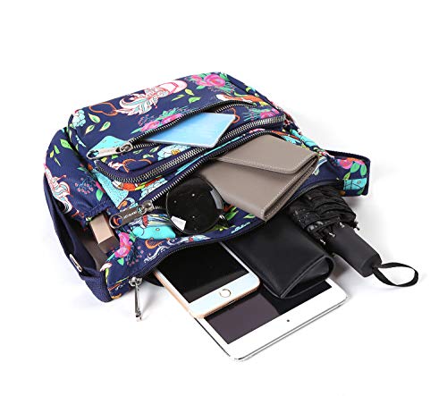 Womens Nylon Floral Shoulder Bag Crossbody Bag Messenger Bags Travel Handbags With Adjustable Strap Waterproof (C butterfly) - Thumbnail 3