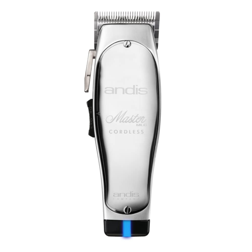 Andis - AS12480 MLC, Cord/Cordless Master Hair & Beard Trimmer - Carbon Steel T-Blade Zero Gapped with Lithium-Ion Battery - for Men Beard, Moustache, Ear & Body Grooming, Close Cutting – Silver
