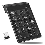 Wireless Numeric Keypad, Wirezoll 2.4G Number Pad, 18 Keys Wireless Silent Numeric Keypad with Mini USB Receiver, for Laptop, PC, Desktop, Notebook and More - Black
