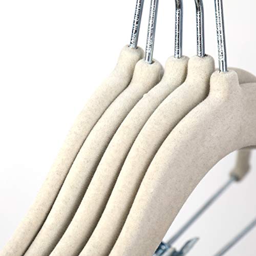 Tosnail 30 Pack Kids Velvet Hangers Children's Clothes Hangers Baby Hangers with Clips Cream