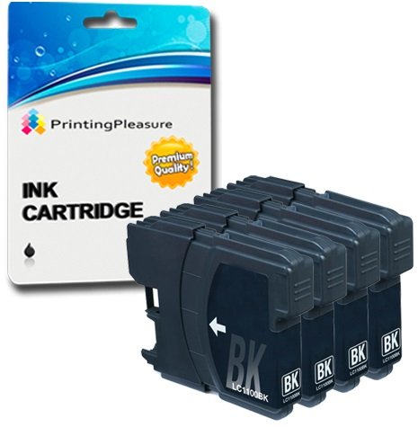 4 BLACK Printer Ink Cartridges compatible with DCP-145C 165C 195C 197C 375CW 383C 385C 387C 395CN 585CW 6690CW MFC-250C 290C 490CW 5490CN 5890CN 5895CW 6490CW 790CW 990CW J615W | LC1100 LC980