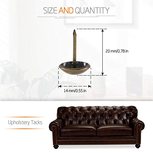 Rustark 250Pcs 5/8'' [16×20mm] Antique Upholstery Decorative