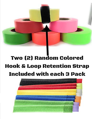 VAS HIGH Visibility Rainbow Trail Marking & Flagging Ribbon DLX Tape Trail Pack- Outdoor, Commercial & Industrial Use Organizer Utility Bag Scissors & Case Retention Strap (Random Assorted, 3 Pack)