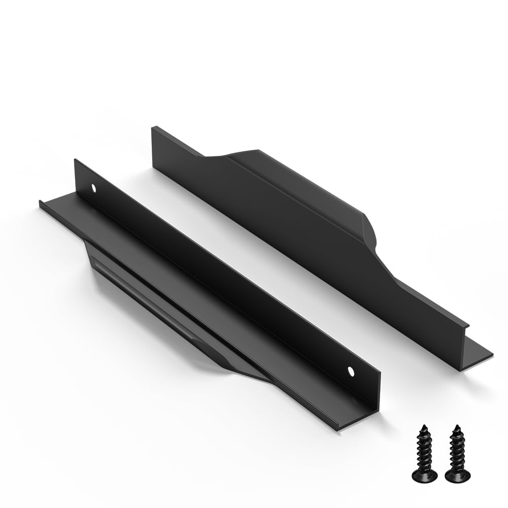 Photo 1 of Precisluck 5 Pack 200mm(7.8 Inch) Black Edge Finger Pull Drawer Door Cabinet Aluminum Alloy Long Concealed Furniture for Kitchen Bathroom