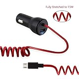 BitTrendx, Fast Adaptive Smart IQ+ Car Charger With Tangle-Free Coiled Micro USB Cable for Samsung Galaxy S7 S6 S5 S4 S3 J7 Prime Google Nexus 5 7 and Additional USB Port (Black)