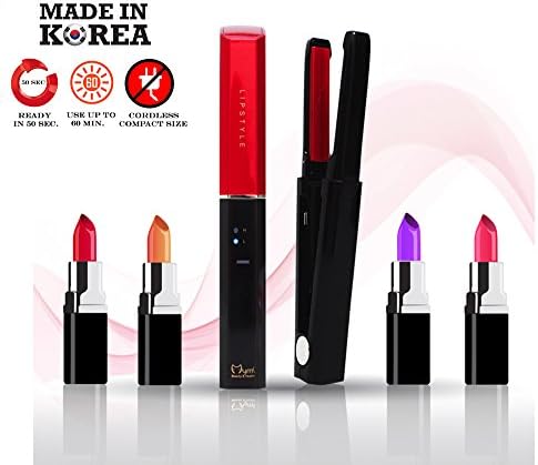 Mini Ceramic Portable Cordless USB Rechargeable Hair Straightener and Curling Iron / RED