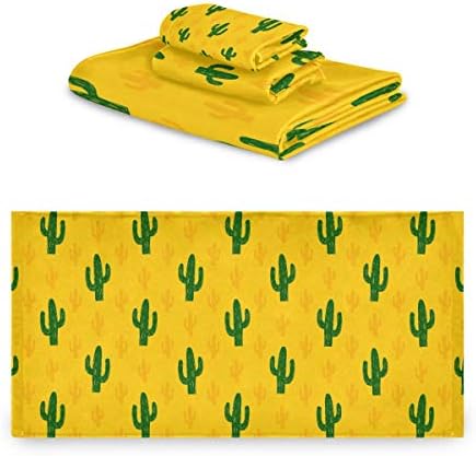 Fohoo タオル バスタオル フェイスタオル ハンドタオル サボテン 黄色 おしゃれ 授与 吸水 速乾 家庭用 ギフト 可愛い 3枚セット ふわふわ