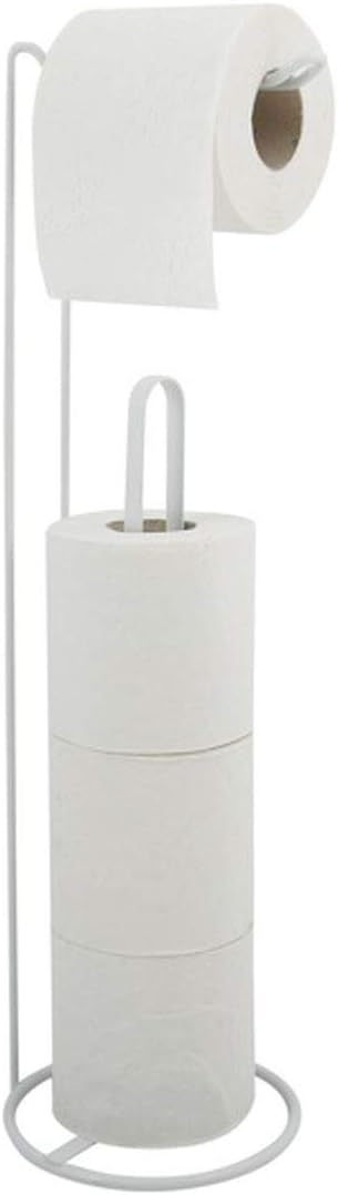 MSV Elegant Standing Toilet Roll Holder - W x H x D: 15 x 54 x 15 cm, White Matt, Moyen - Image 4