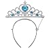 Tacobear 4PCS Frozen Princess Elsa Dress up Accessories Gift Set for Princess Cosplay Birthday Party Tiara Crown Wig Wand Gloves Blue