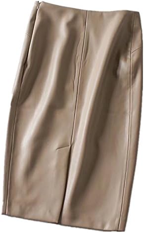 QJH Women's Faux Leather High Waist Skirt Hip Wrapped With Back Split