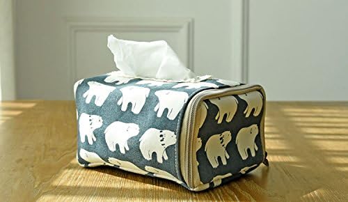 S Kaiko Cotton Linen Tissue Box Tissue Holders Napkin Box Tissue Box Cover Dispenser Case Holder Organizer Bag (blue)