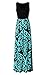 Zattcas Womens Summer Contrast Sleeveless Tank Top Floral Print Maxi Dress Black Aqua Small
