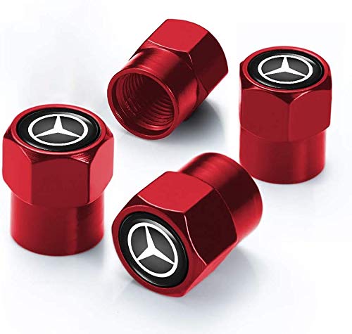 JDclubs 4pcs Universal Metal Valve Caps Stem Cover Accessories with Logo Emblem Waterproof Dust-Proof Universal fit for Cars, SUV, Truck, Motorcycles (fit Benz)