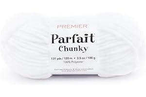 PREMIER YARNS Premier Parfait Chunky Yarn - Super Bulky, Ideal for Knitting and Crocheting, Chenille, White, 3.5 oz, 131 Yards