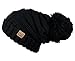 Hatsandscarf CC Exclusives Unisex Oversized Slouchy Beanie with Pom (Black)
