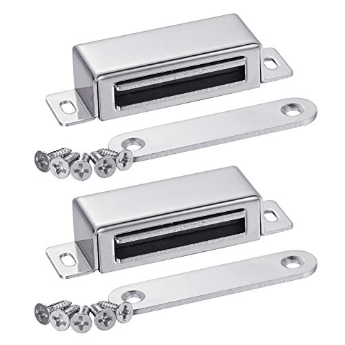 Magnetic Door Catch, Magnetic Catches for Cabinet and Closet Doors, Manufactured with 100% Premium Stainless Steel, Made with a Strong Magnet (70mm 40lbs(2 Pack))